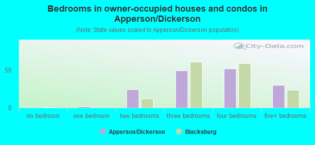 Bedrooms in owner-occupied houses and condos in Apperson/Dickerson