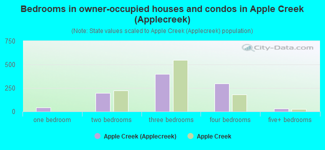 Bedrooms in owner-occupied houses and condos in Apple Creek (Applecreek)