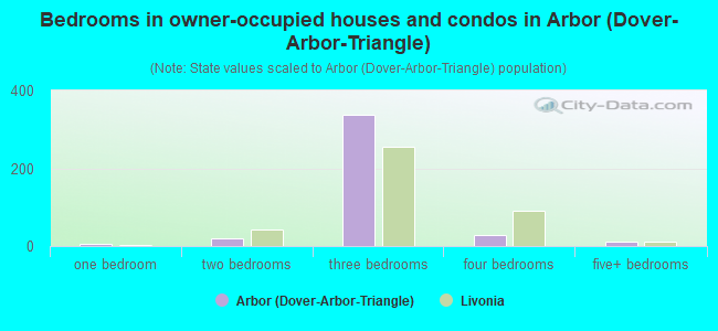 Bedrooms in owner-occupied houses and condos in Arbor (Dover-Arbor-Triangle)