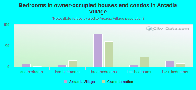 Bedrooms in owner-occupied houses and condos in Arcadia Village