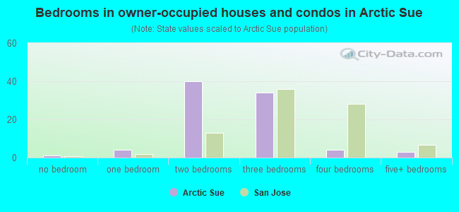 Bedrooms in owner-occupied houses and condos in Arctic Sue
