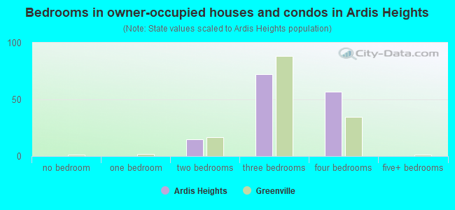 Bedrooms in owner-occupied houses and condos in Ardis Heights