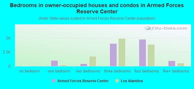 Bedrooms in owner-occupied houses and condos in Armed Forces Reserve Center