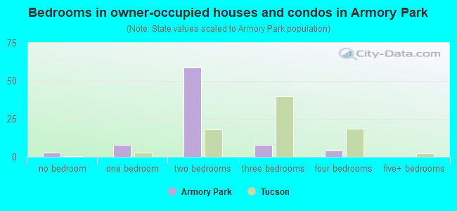 Bedrooms in owner-occupied houses and condos in Armory Park