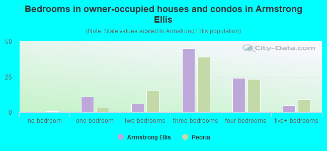 Bedrooms in owner-occupied houses and condos in Armstrong Ellis
