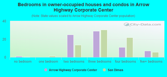 Bedrooms in owner-occupied houses and condos in Arrow Highway Corporate Center
