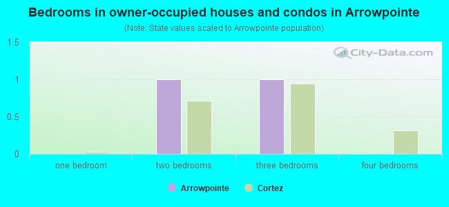 Bedrooms in owner-occupied houses and condos in Arrowpointe