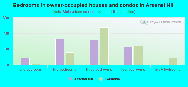 Bedrooms in owner-occupied houses and condos in Arsenal Hill