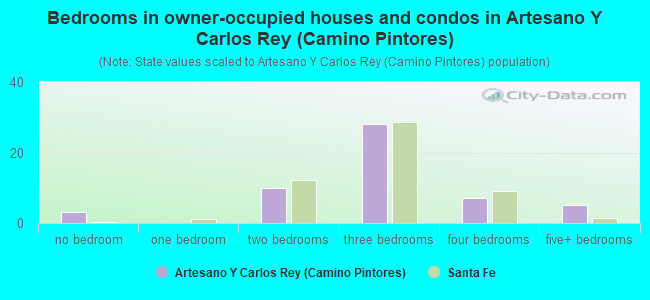 Bedrooms in owner-occupied houses and condos in Artesano Y Carlos Rey (Camino Pintores)