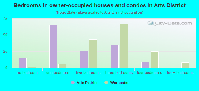 Bedrooms in owner-occupied houses and condos in Arts District