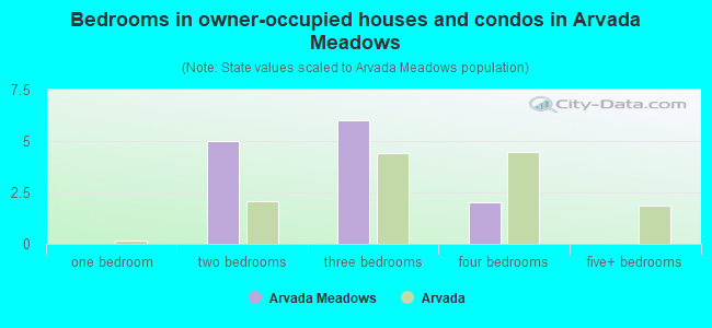 Bedrooms in owner-occupied houses and condos in Arvada Meadows