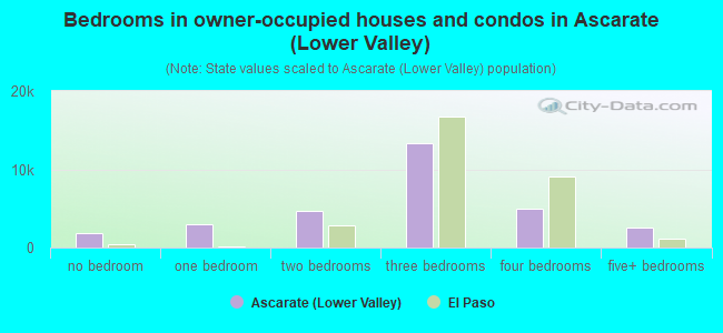 Bedrooms in owner-occupied houses and condos in Ascarate (Lower Valley)