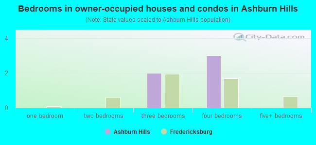Bedrooms in owner-occupied houses and condos in Ashburn Hills