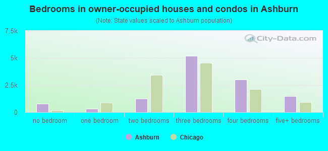 Bedrooms in owner-occupied houses and condos in Ashburn