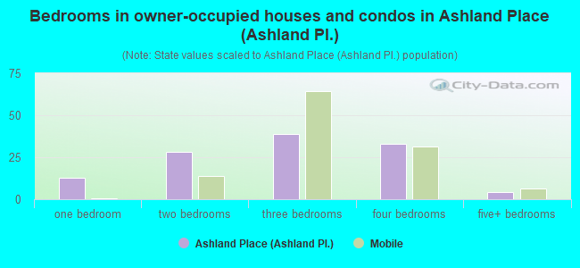 Bedrooms in owner-occupied houses and condos in Ashland Place (Ashland Pl.)
