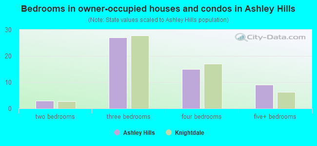 Bedrooms in owner-occupied houses and condos in Ashley Hills