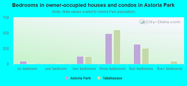 Bedrooms in owner-occupied houses and condos in Astoria Park