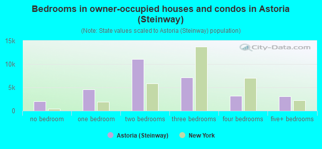 Bedrooms in owner-occupied houses and condos in Astoria (Steinway)