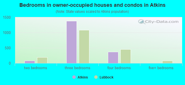 Bedrooms in owner-occupied houses and condos in Atkins