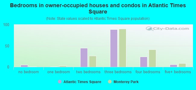Bedrooms in owner-occupied houses and condos in Atlantic Times Square