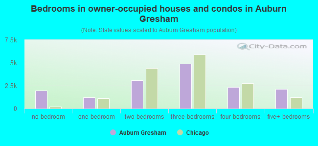 Bedrooms in owner-occupied houses and condos in Auburn Gresham