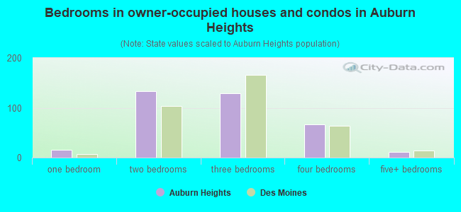 Bedrooms in owner-occupied houses and condos in Auburn Heights