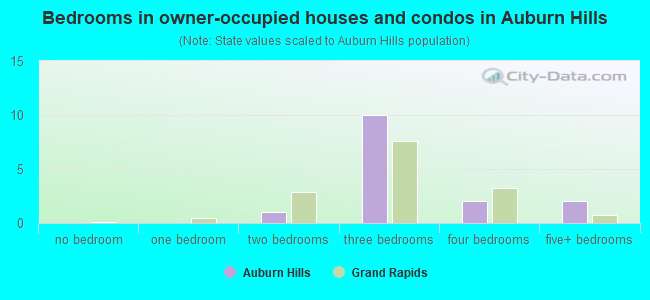 Bedrooms in owner-occupied houses and condos in Auburn Hills