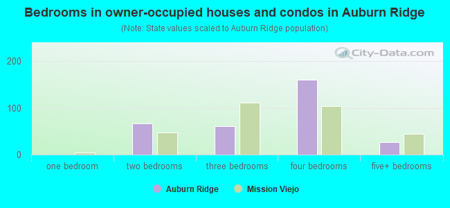 Bedrooms in owner-occupied houses and condos in Auburn Ridge