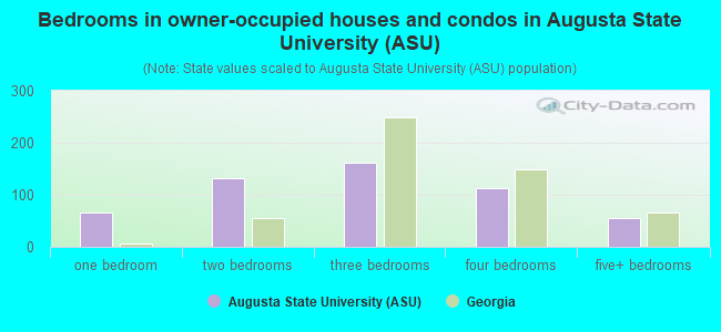 Bedrooms in owner-occupied houses and condos in Augusta State University (ASU)