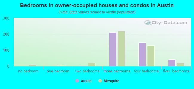 Bedrooms in owner-occupied houses and condos in Austin