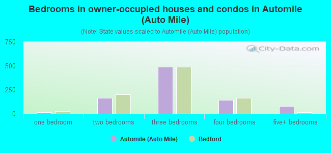 Bedrooms in owner-occupied houses and condos in Automile (Auto Mile)