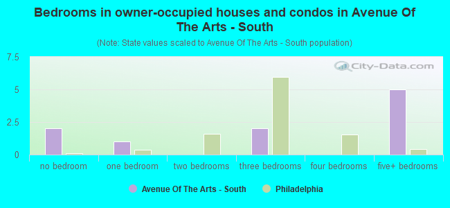 Bedrooms in owner-occupied houses and condos in Avenue Of The Arts - South