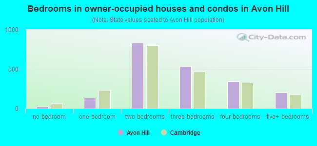 Bedrooms in owner-occupied houses and condos in Avon Hill