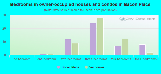 Bedrooms in owner-occupied houses and condos in Bacon Place