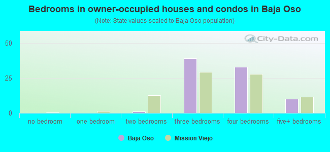Bedrooms in owner-occupied houses and condos in Baja Oso