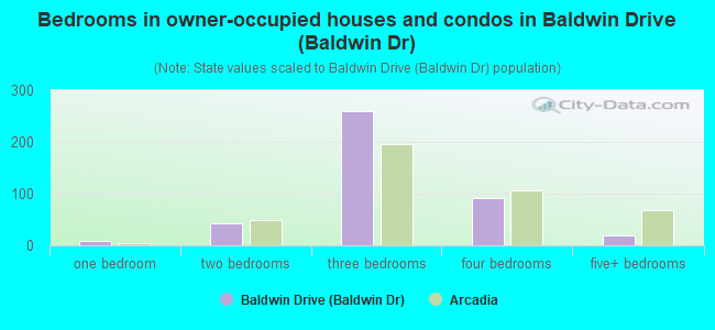 Bedrooms in owner-occupied houses and condos in Baldwin Drive (Baldwin Dr)