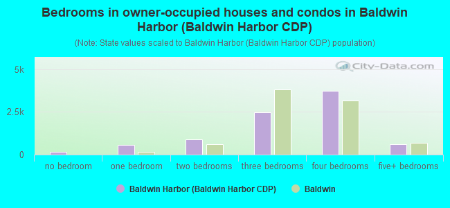 Bedrooms in owner-occupied houses and condos in Baldwin Harbor (Baldwin Harbor CDP)