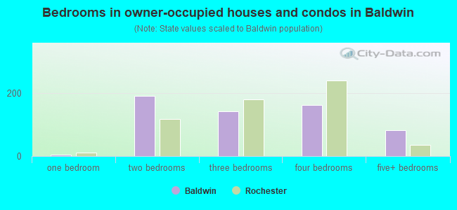 Bedrooms in owner-occupied houses and condos in Baldwin