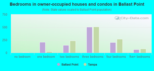 Bedrooms in owner-occupied houses and condos in Ballast Point