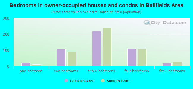 Bedrooms in owner-occupied houses and condos in Ballfields Area