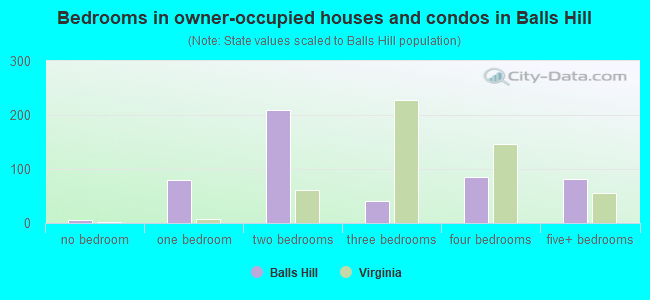 Bedrooms in owner-occupied houses and condos in Balls Hill