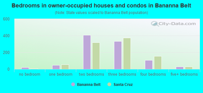 Bedrooms in owner-occupied houses and condos in Bananna Belt