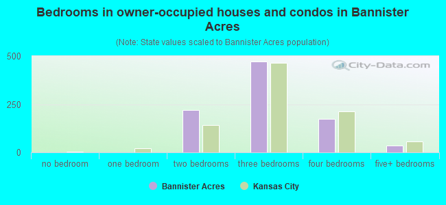Bedrooms in owner-occupied houses and condos in Bannister Acres