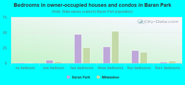 Bedrooms in owner-occupied houses and condos in Baran Park