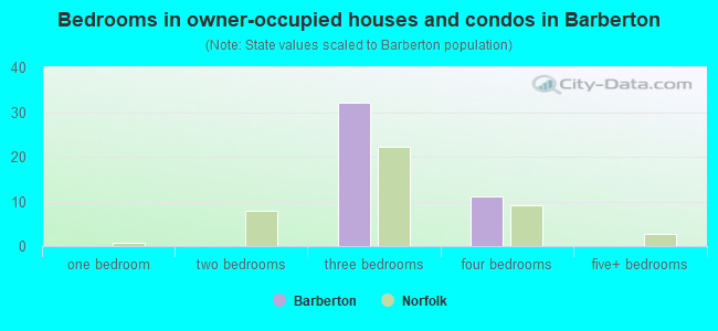 Bedrooms in owner-occupied houses and condos in Barberton