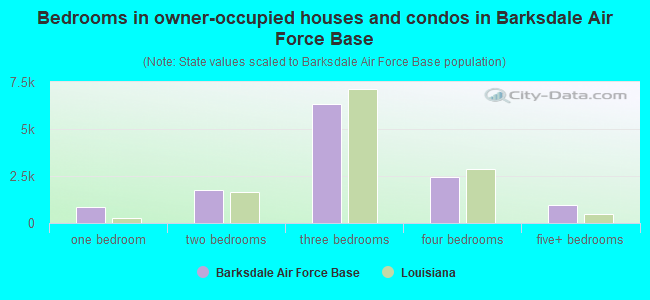 Bedrooms in owner-occupied houses and condos in Barksdale Air Force Base