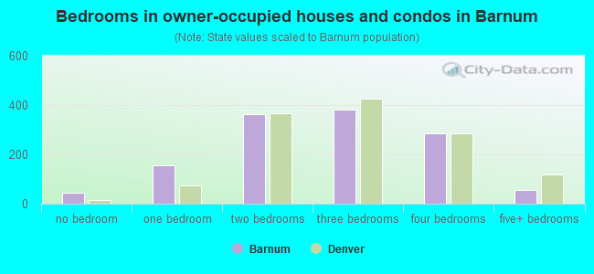 Bedrooms in owner-occupied houses and condos in Barnum