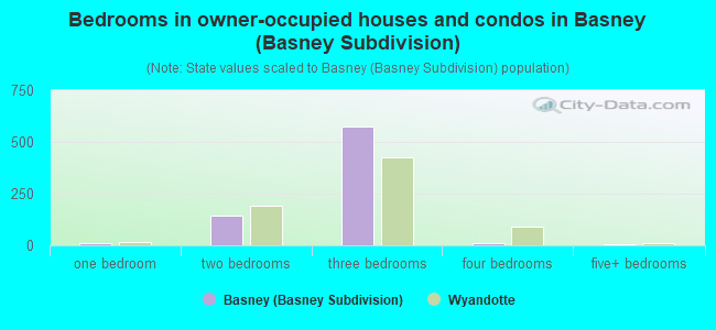 Bedrooms in owner-occupied houses and condos in Basney (Basney Subdivision)