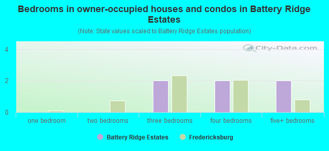 Bedrooms in owner-occupied houses and condos in Battery Ridge Estates