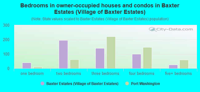 Bedrooms in owner-occupied houses and condos in Baxter Estates (Village of Baxter Estates)